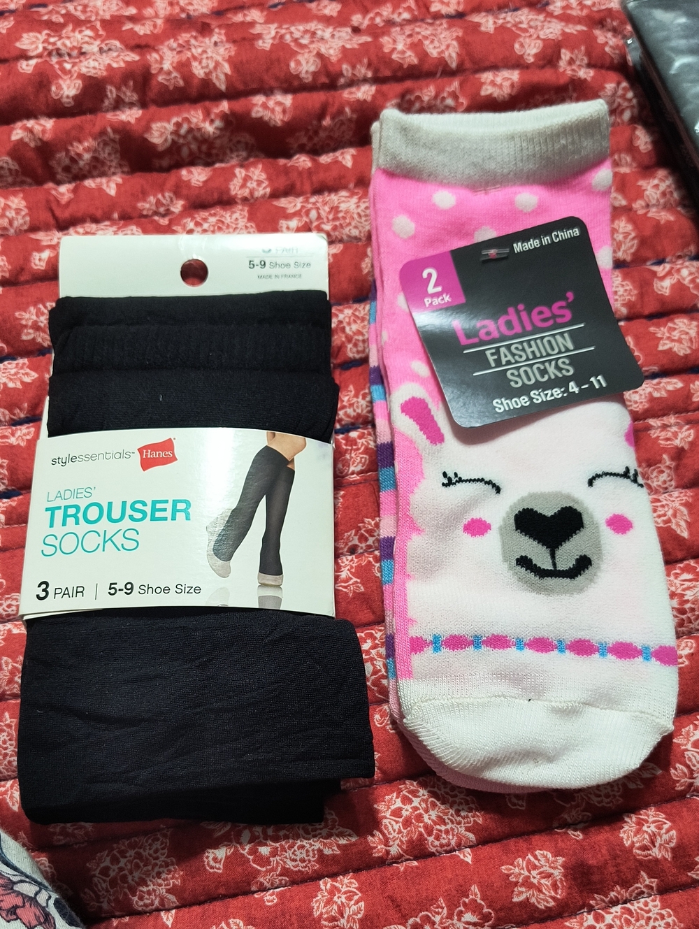 Hanes Black Trouser Socks & Pink Ladies Fashion Socks Duo